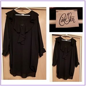 🔥EUC~BLACK BLOUSE W/RUFFLES